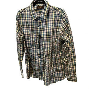 Fairlane & Sons Wrinkle Free Men's Button Down Plaid Casual Shirt Size Large